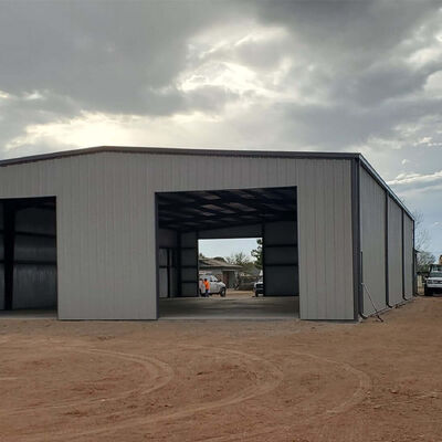 Steel structure production and processing workshop with pitched roof